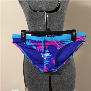 New Nike Swim Bikini Bottoms Large Pink Blue Aqua